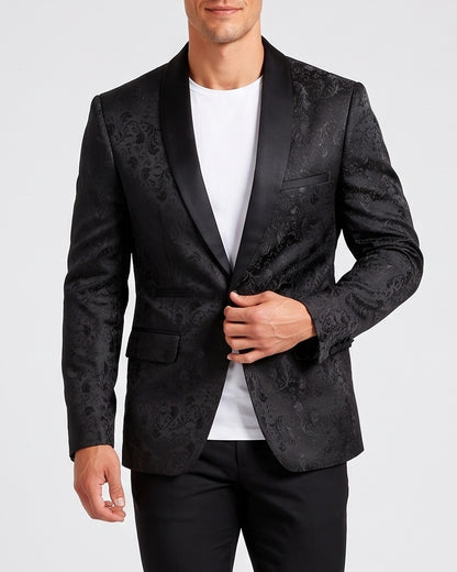 KZZ Men's Slim Fit Printed Suit Jacket