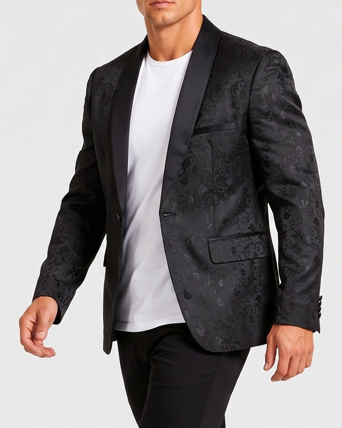 KZZ Men's Slim Fit Printed Suit Jacket