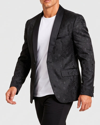 KZZ Men's Slim Fit Printed Suit Jacket
