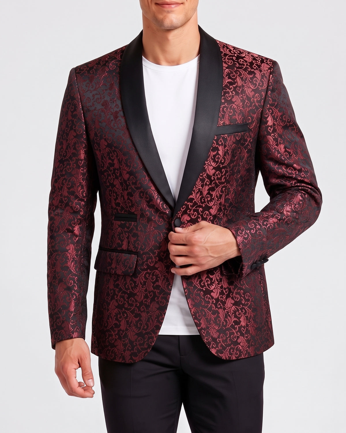 KZZ Men's Slim Fit Printed Suit Jacket