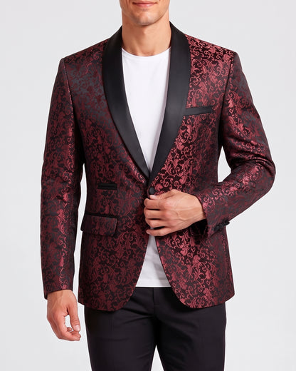 KZZ Men's Slim Fit Printed Suit Jacket