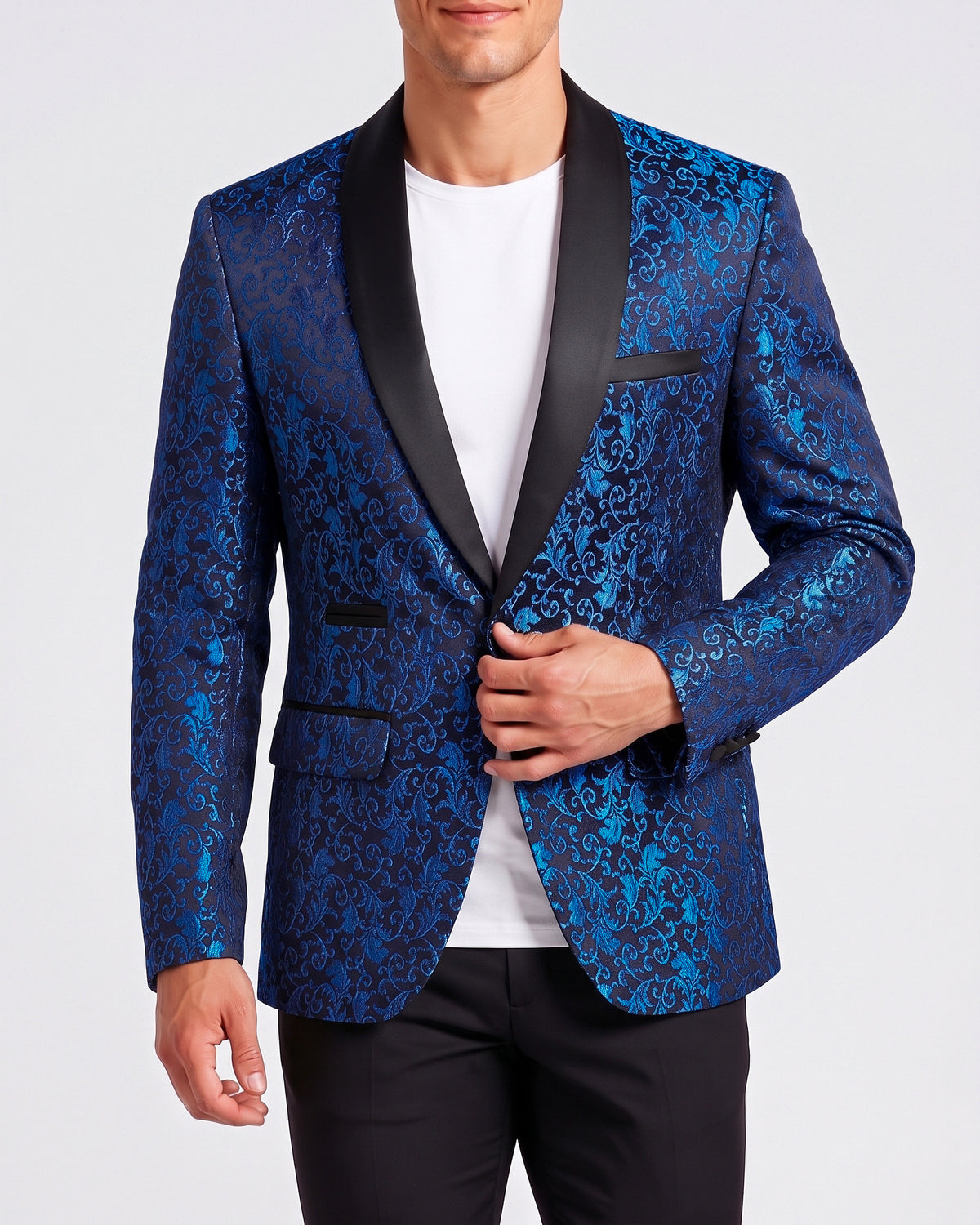 KZZ Men's Slim Fit Printed Suit Jacket
