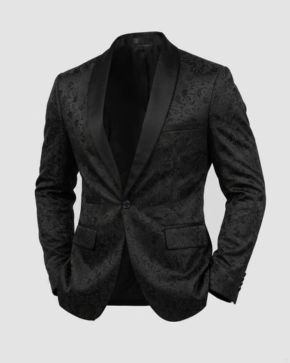 KZZ Men's Slim Fit Printed Suit Jacket