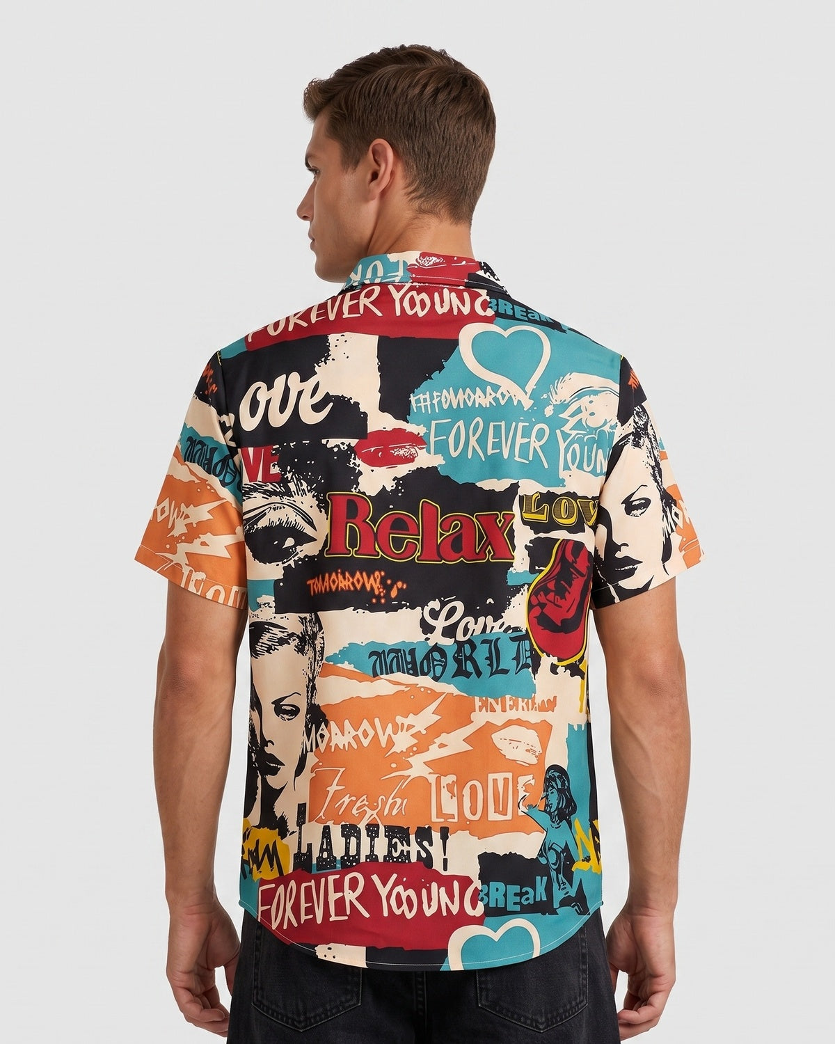 KZZ Men's Retro Casual Short-Sleeve Shirt