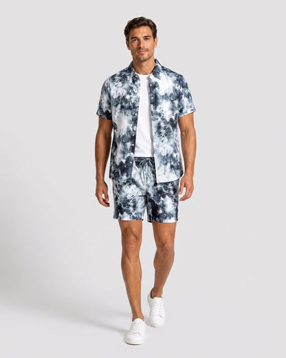 KZZ Tie-dye short-sleeve shirt and shorts set