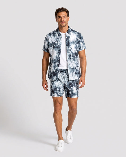 KZZ Tie-dye short-sleeve shirt and shorts set
