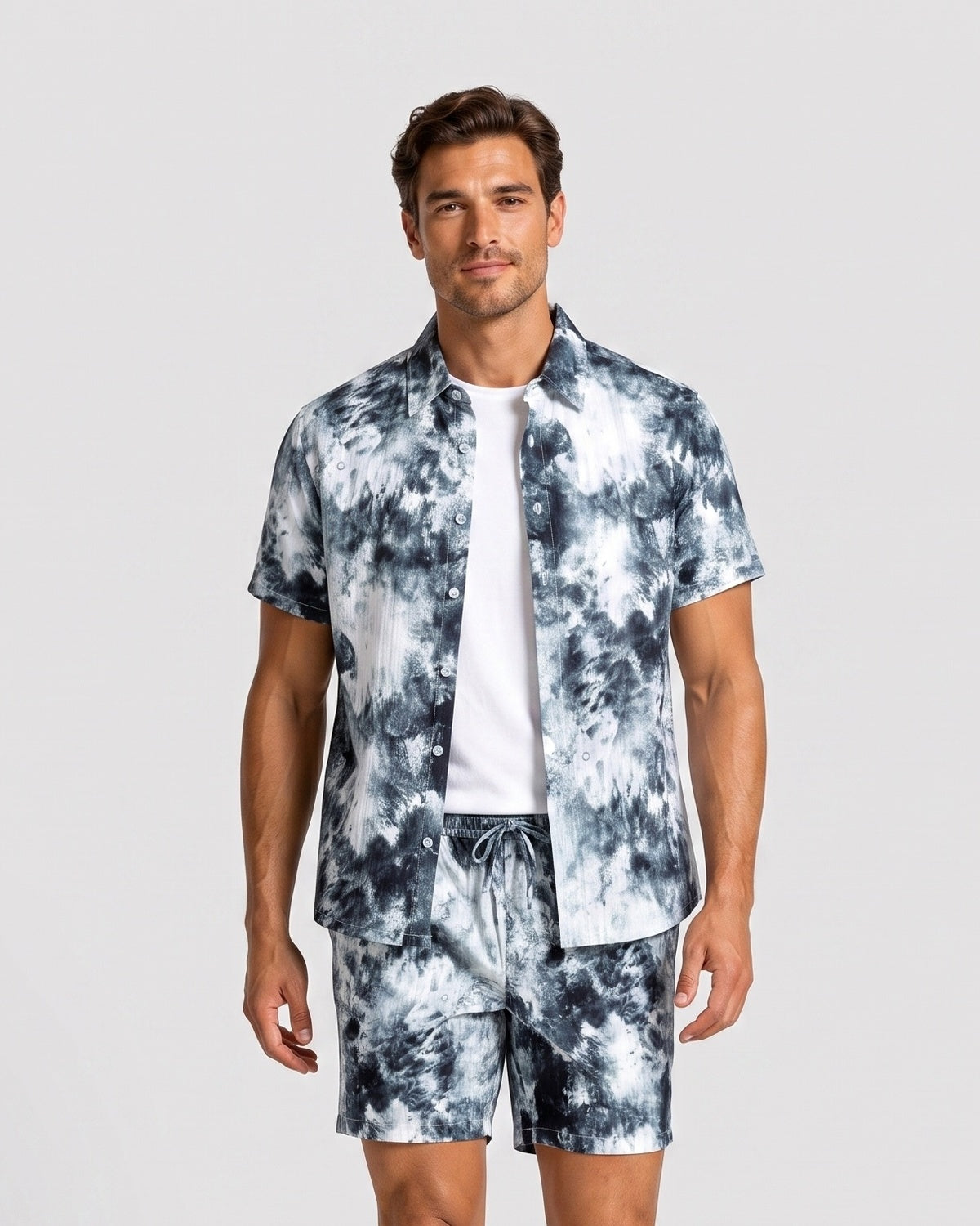 KZZ Tie-dye short-sleeve shirt and shorts set