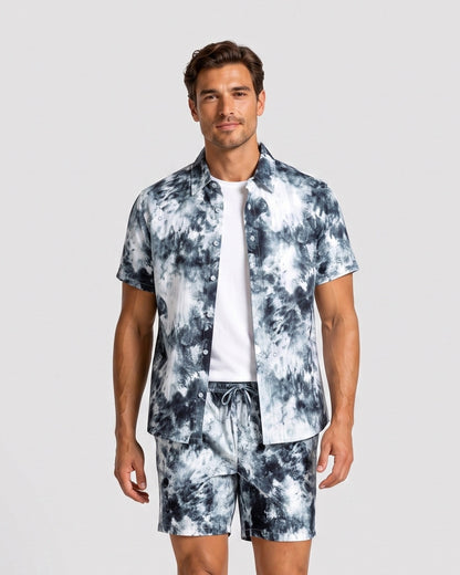 KZZ Tie-dye short-sleeve shirt and shorts set