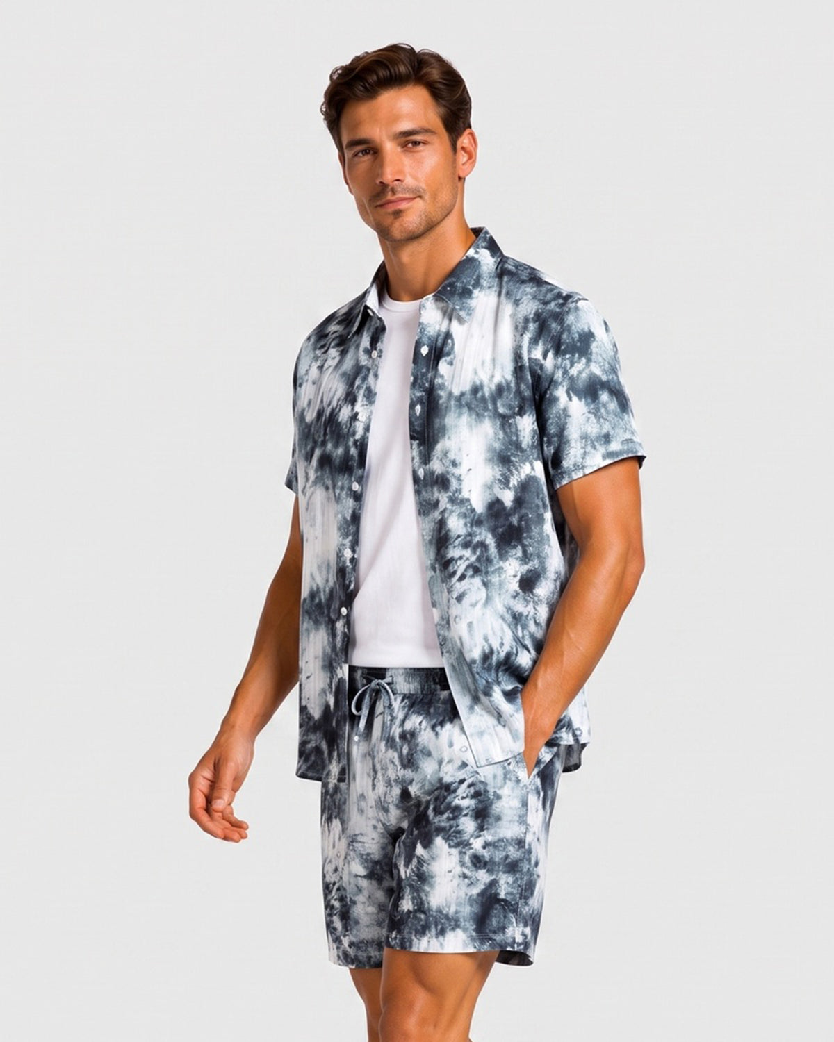 KZZ Tie-dye short-sleeve shirt and shorts set