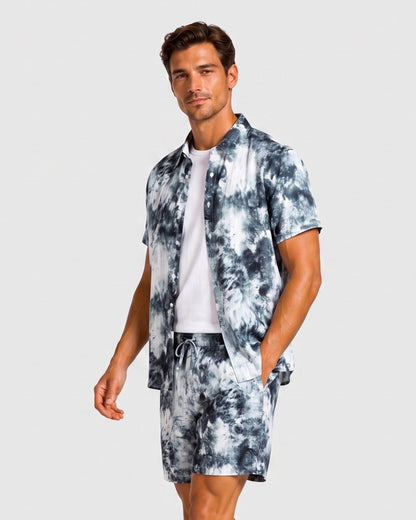 KZZ Tie-dye short-sleeve shirt and shorts set