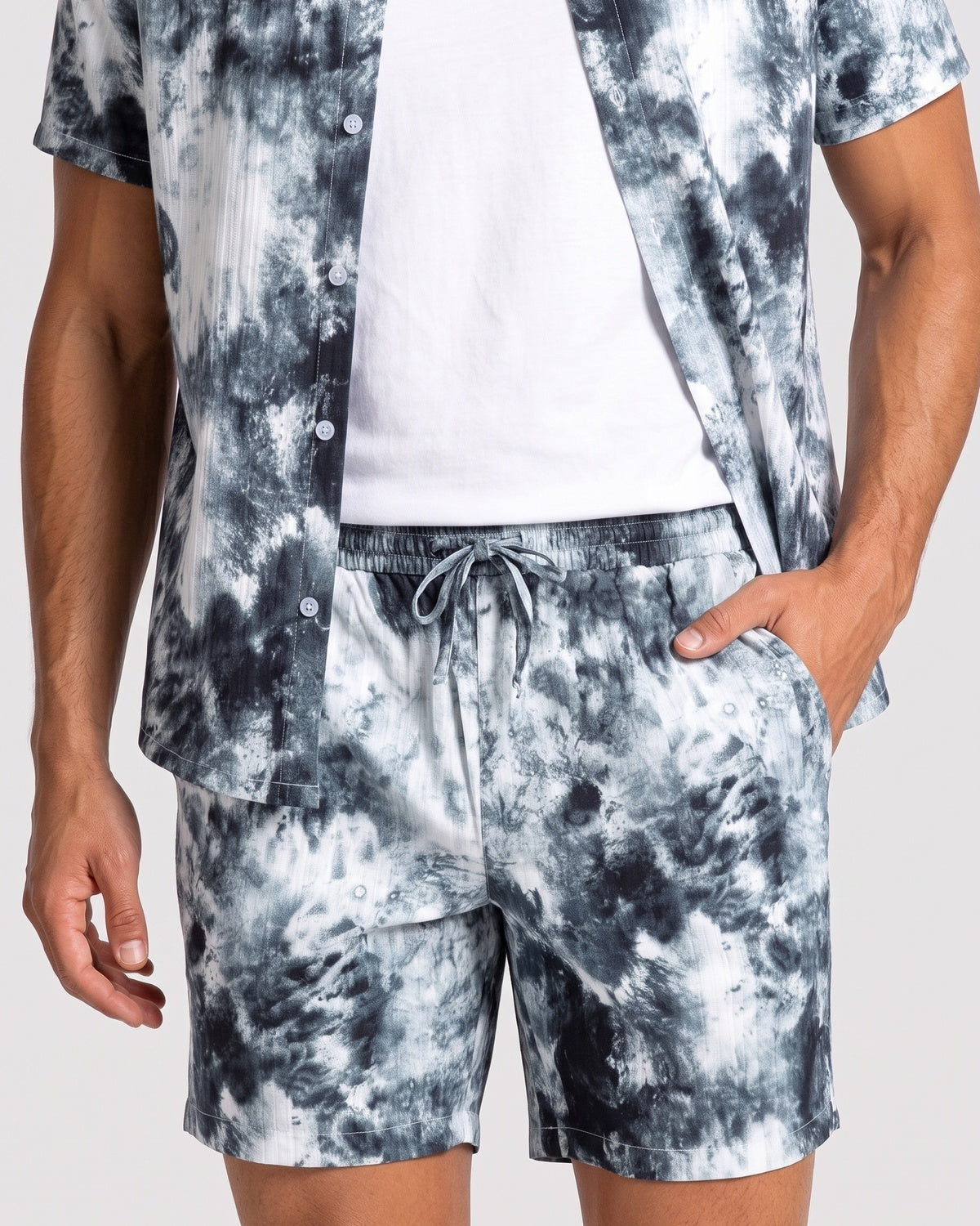 KZZ Tie-dye short-sleeve shirt and shorts set
