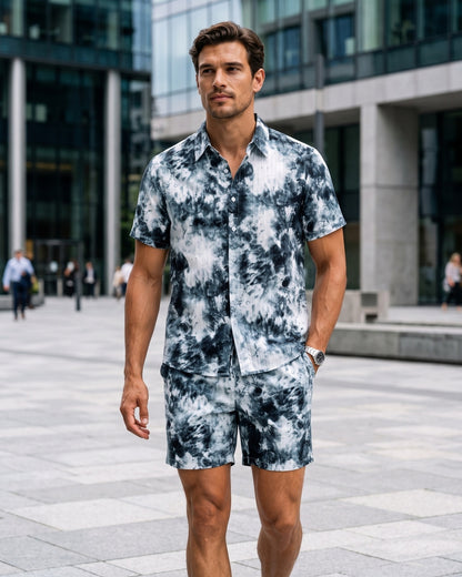 KZZ Tie-dye short-sleeve shirt and shorts set