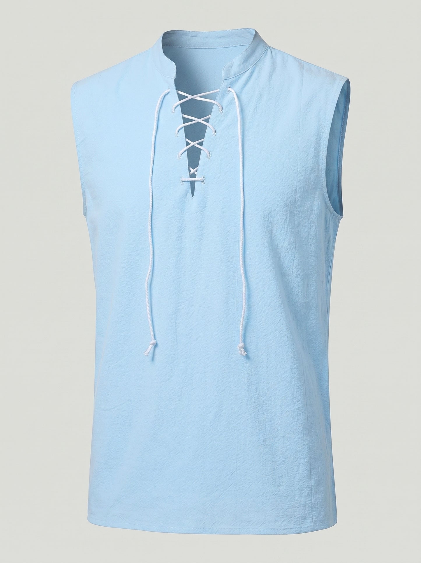 KZZ Men's Drawstring Linen Vest