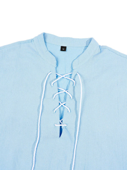 KZZ Men's Drawstring Linen Vest