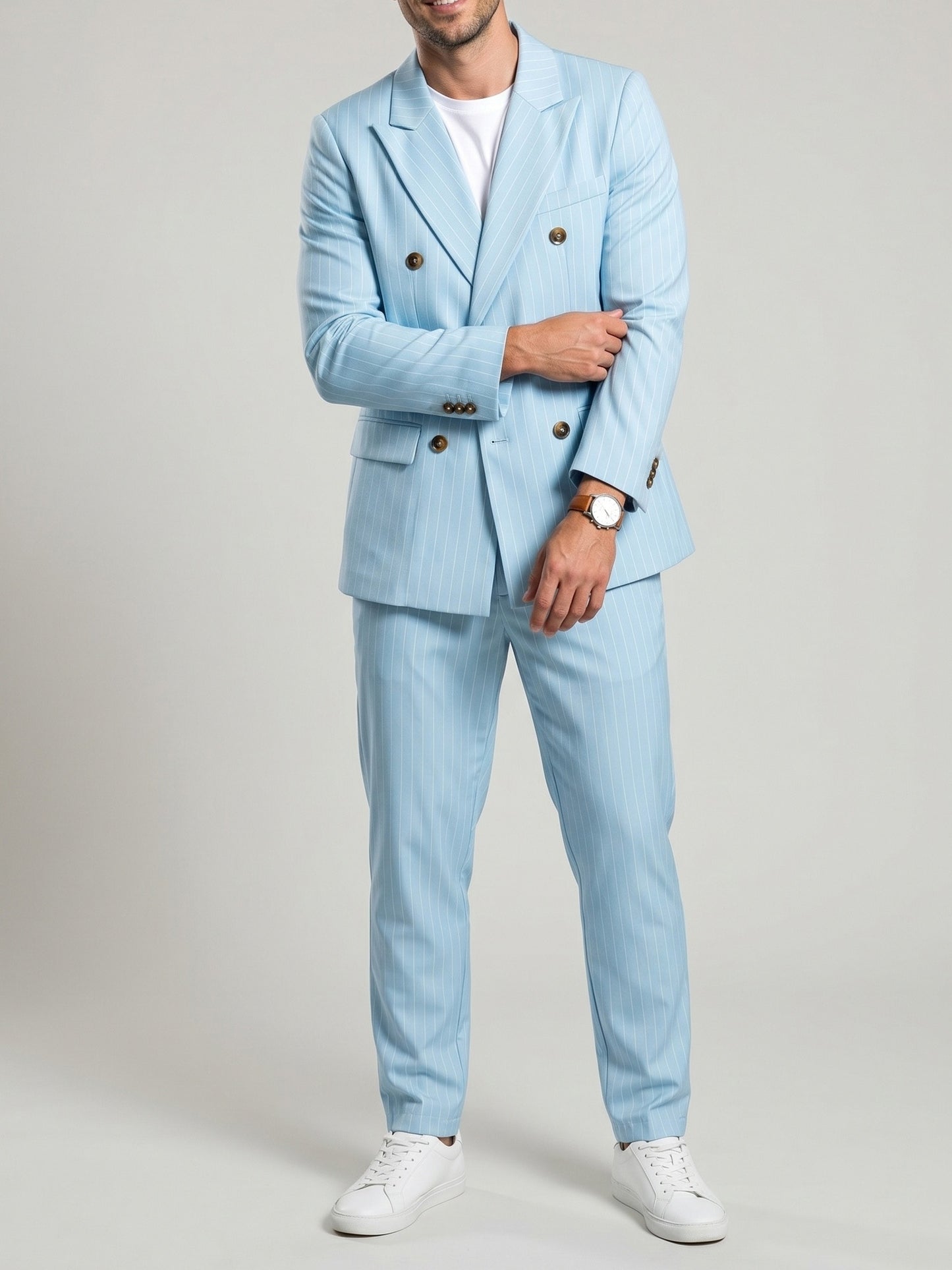 KZZ British-style striped double-breasted blazer and trousers