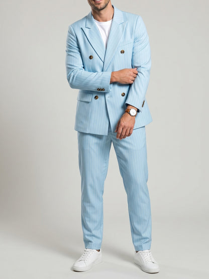 KZZ British-style striped double-breasted blazer and trousers