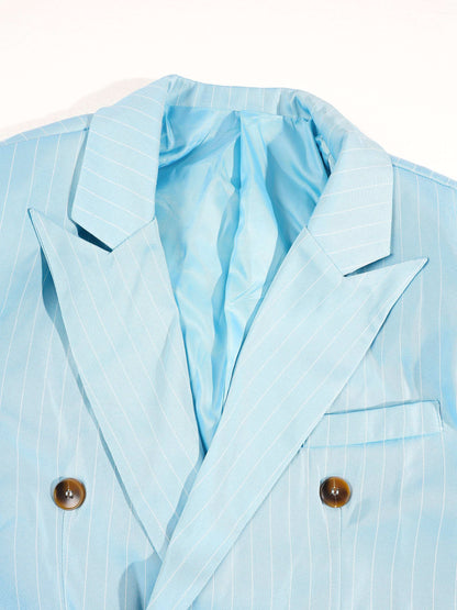 KZZ British-style striped double-breasted blazer and trousers
