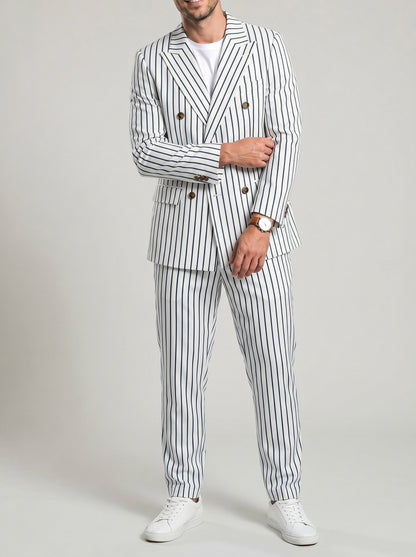 KZZ British-style striped double-breasted blazer and trousers