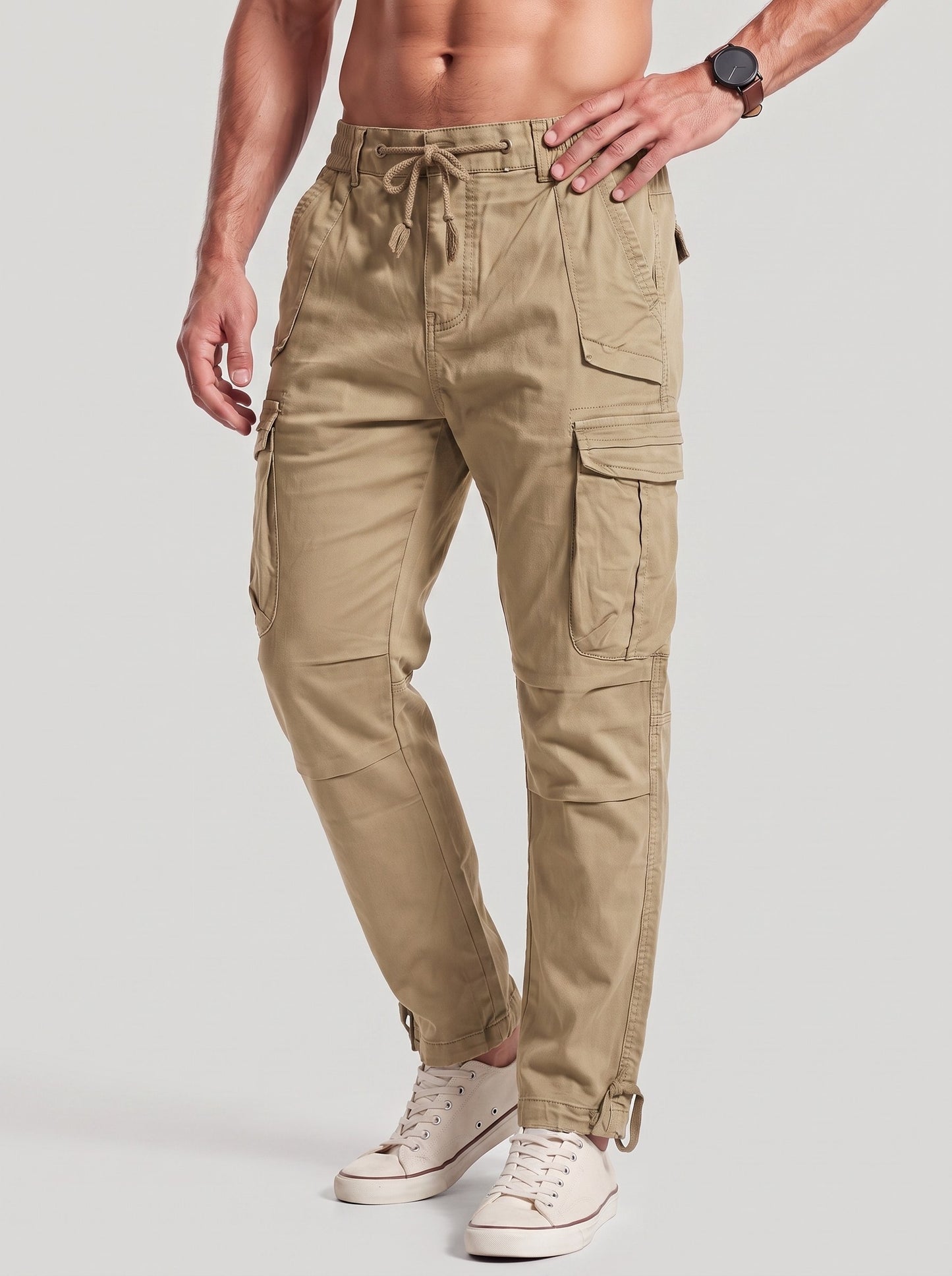 KZZ Men's Vintage Multi-Pocket Cargo Pants
