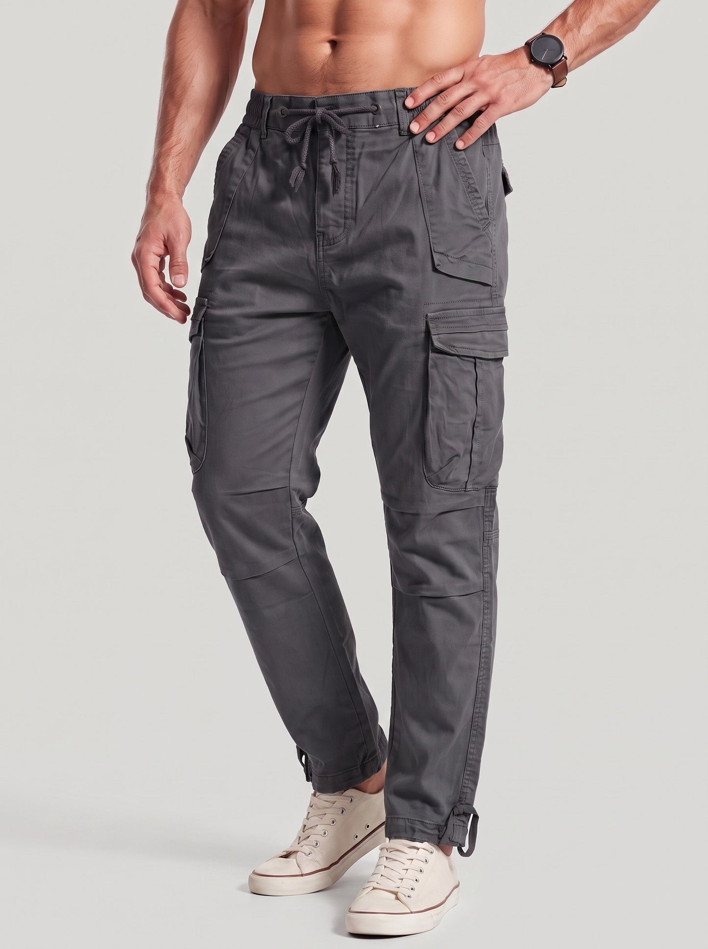 KZZ Men's Vintage Multi-Pocket Cargo Pants