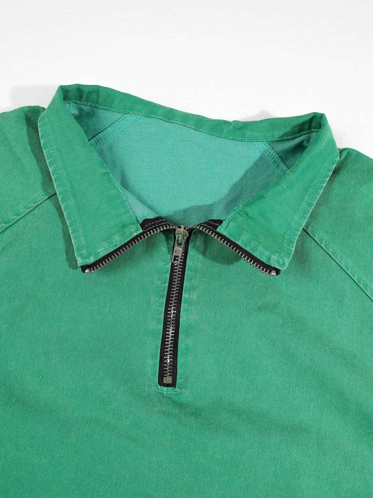 KZZ Men's Loose-Fit Pure Cotton Half-Zip Polo Shirt