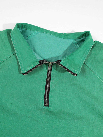 KZZ Men's Loose-Fit Pure Cotton Half-Zip Polo Shirt