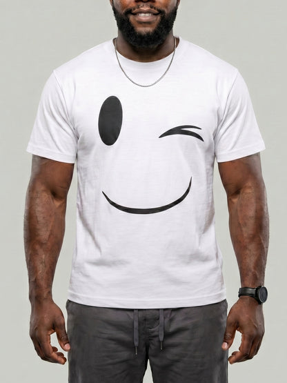 KZZ Men's Smiley Face Print Casual T-Shirt