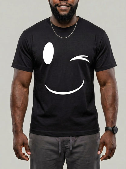 KZZ Men's Smiley Face Print Casual T-Shirt