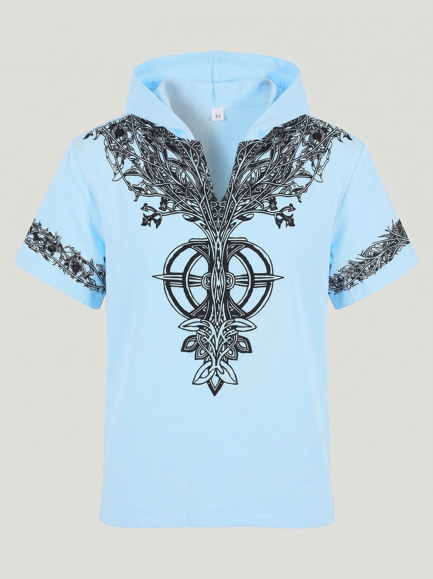 KZZ Men's Summer Hooded V-Neck T-Shirt