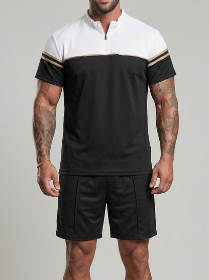 KZZ Short-sleeve half-zip T-shirt and drawstring shorts