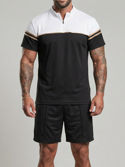 KZZ Short-sleeve half-zip T-shirt and drawstring shorts