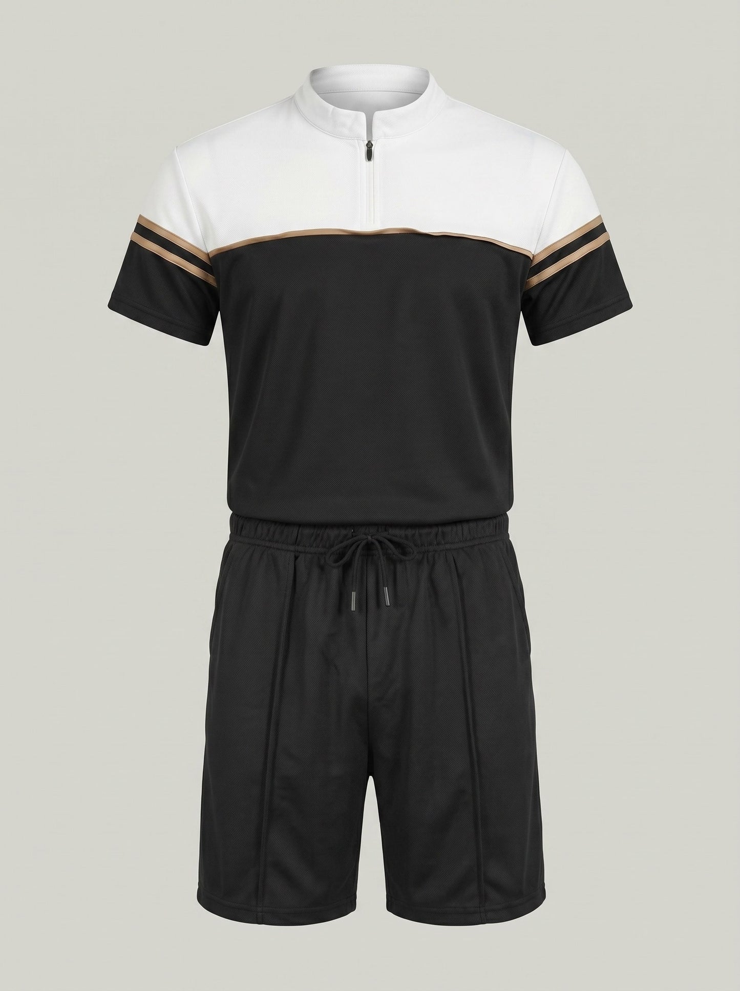 KZZ Short-sleeve half-zip T-shirt and drawstring shorts