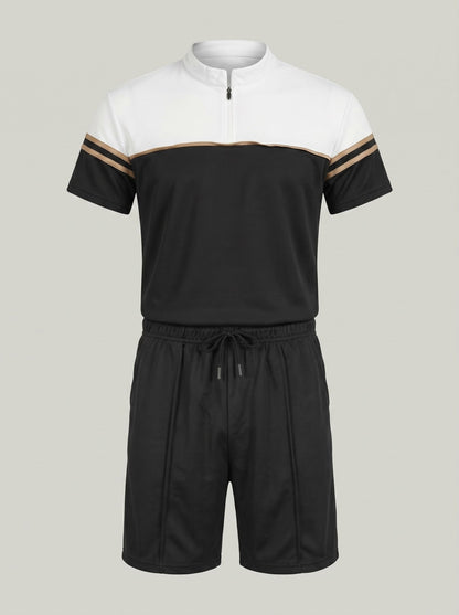 KZZ Short-sleeve half-zip T-shirt and drawstring shorts