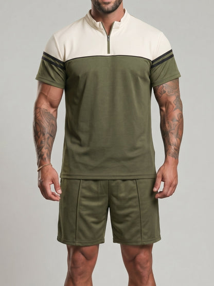 KZZ Short-sleeve half-zip T-shirt and drawstring shorts