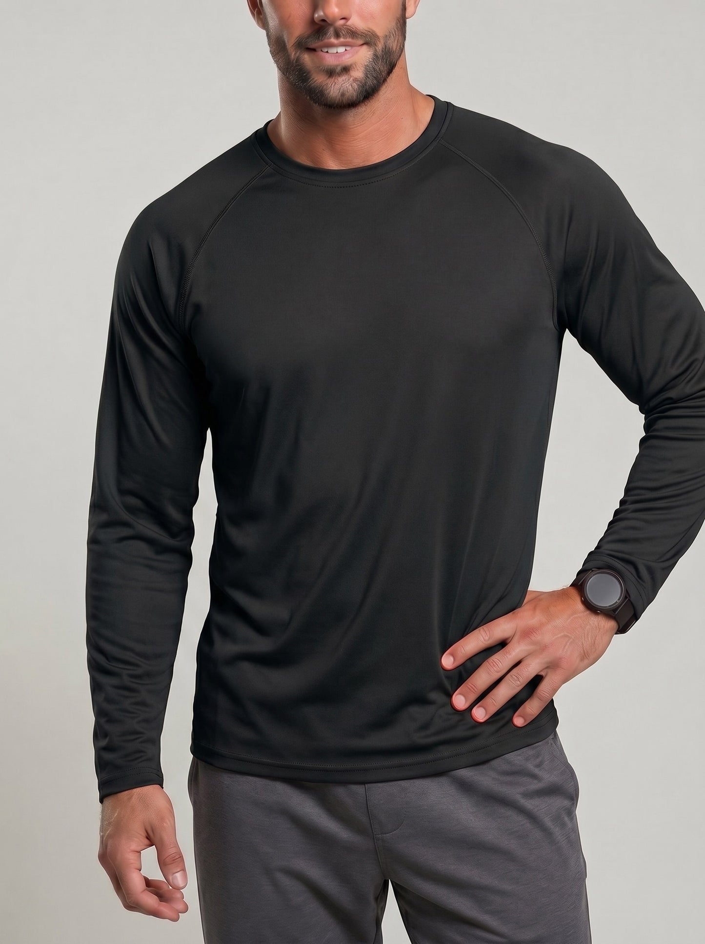 KZZ Men's Long-Sleeve Crew-Neck T-Shirt