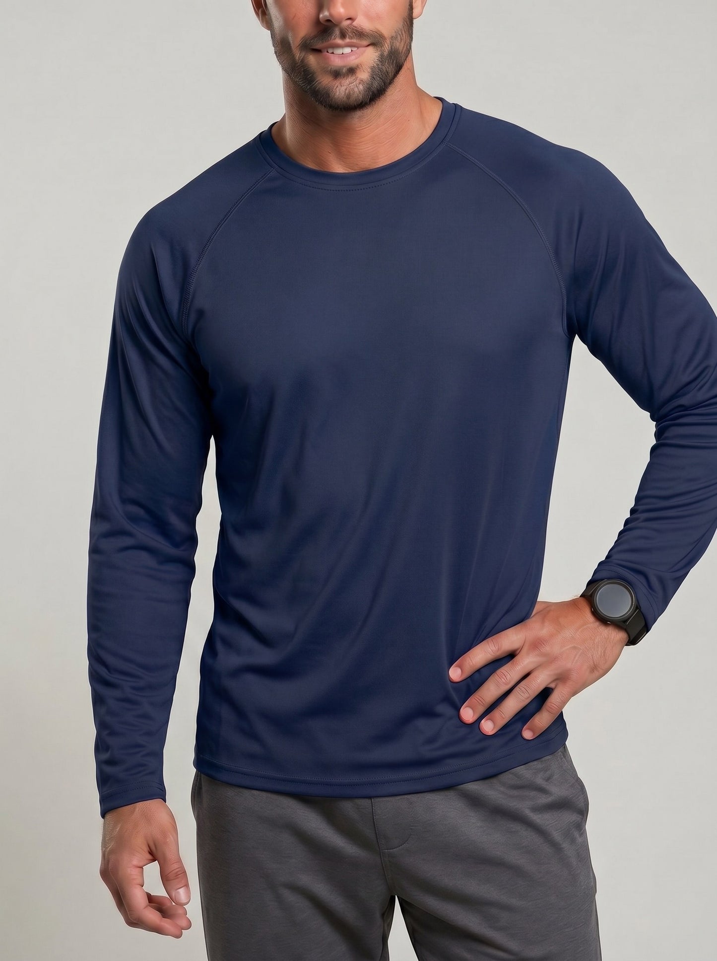 KZZ Men's Long-Sleeve Crew-Neck T-Shirt