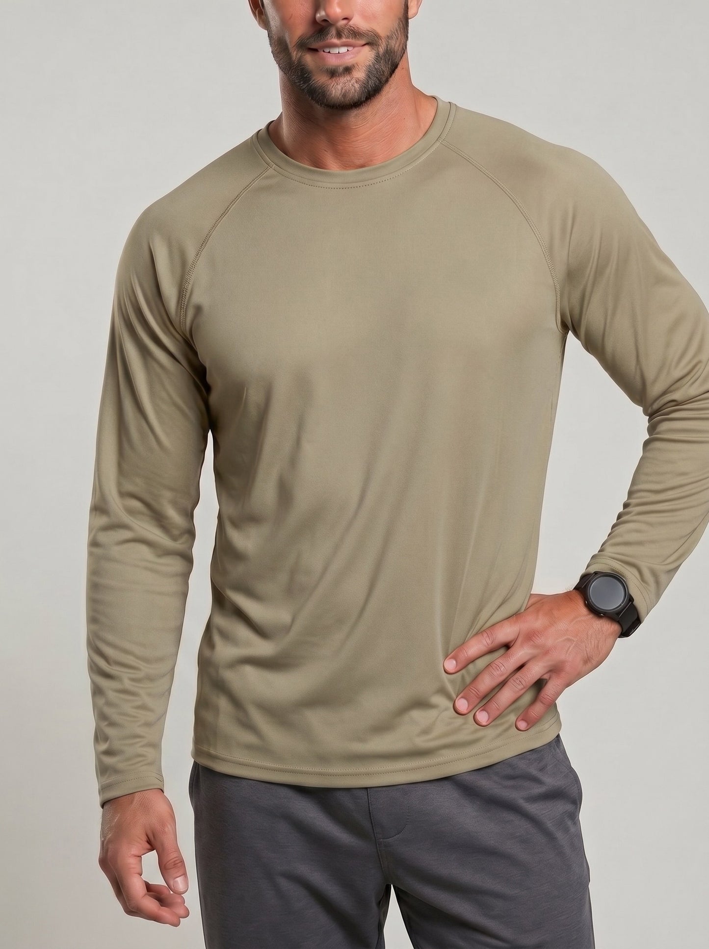 KZZ Men's Long-Sleeve Crew-Neck T-Shirt