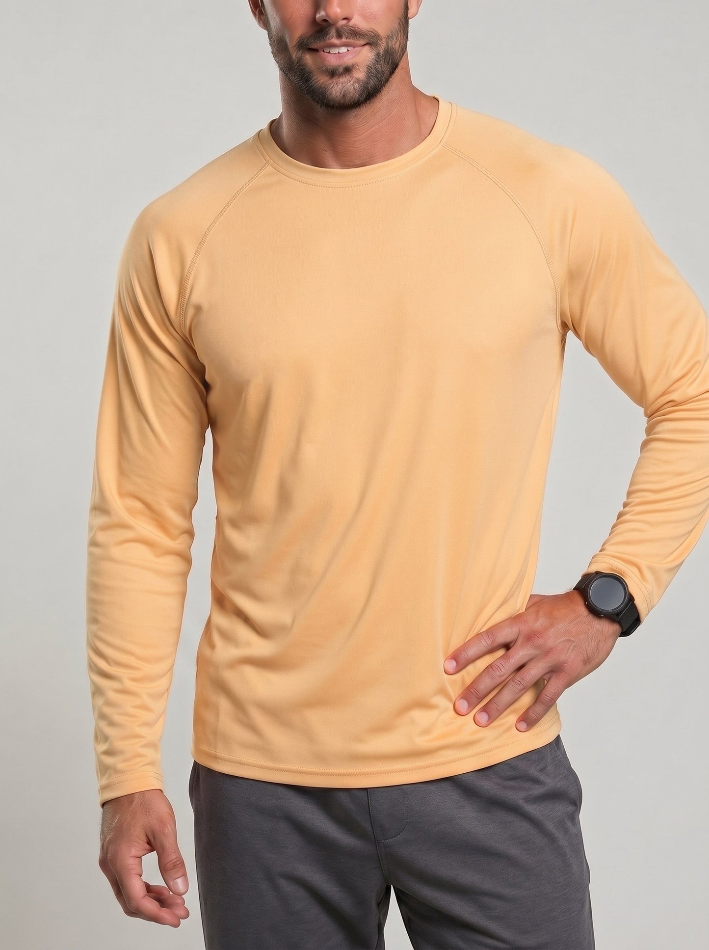 KZZ Men's Long-Sleeve Crew-Neck T-Shirt