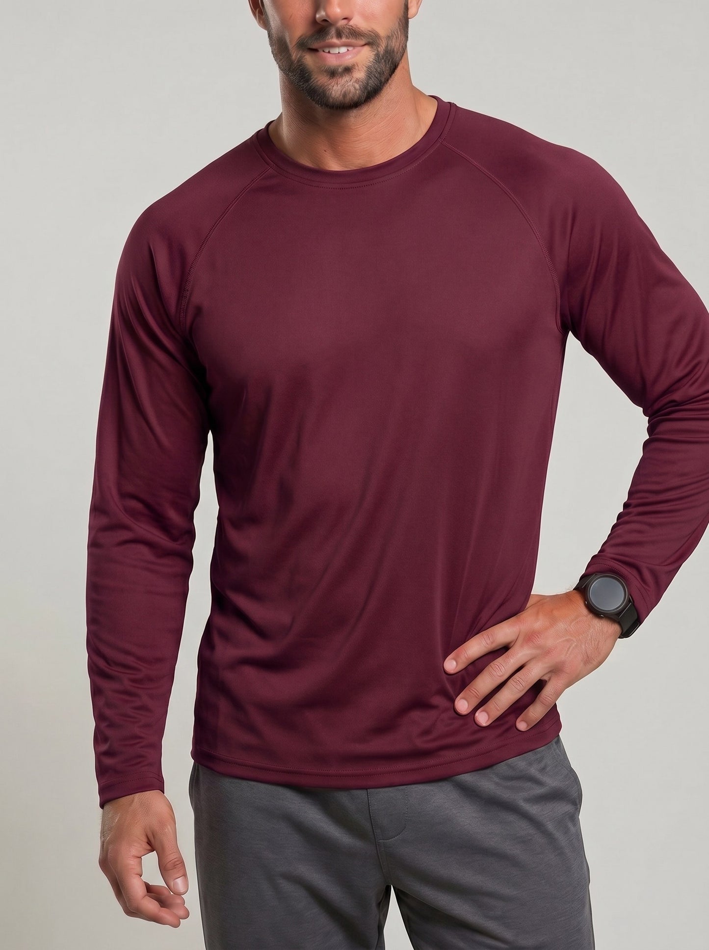 KZZ Men's Long-Sleeve Crew-Neck T-Shirt