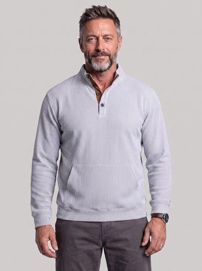 KZZ Men's Casual Long-Sleeve Waffle-Knit Pullover