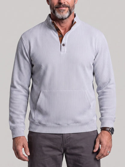 KZZ Men's Casual Long-Sleeve Waffle-Knit Pullover