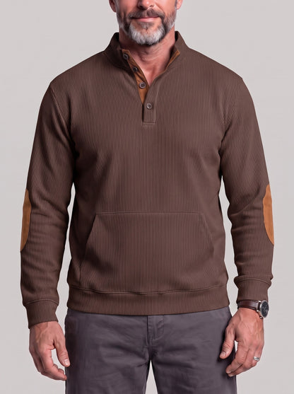 KZZ Men's Casual Long-Sleeve Waffle-Knit Pullover