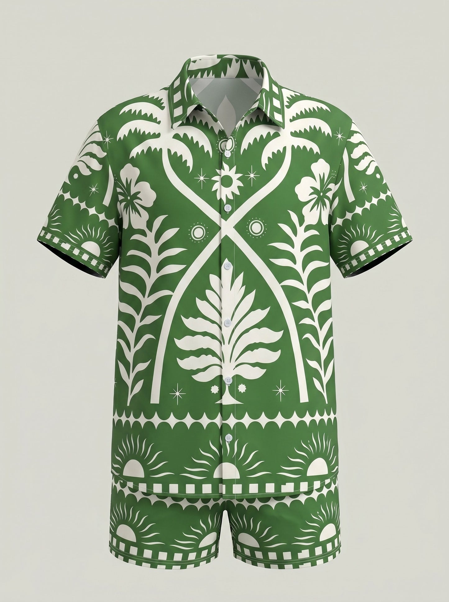KZZ Cuban collar shirt and drawstring shorts