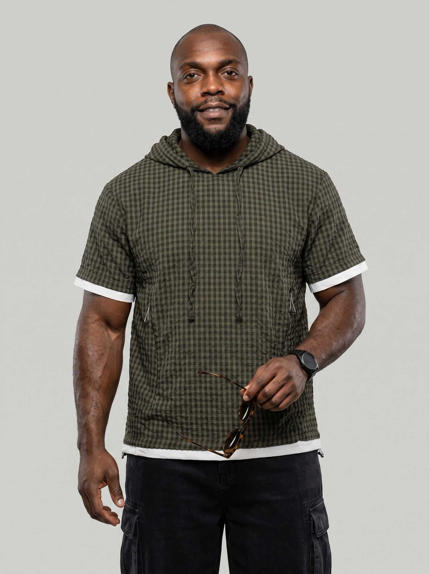KZZ Men's Summer Casual Short-Sleeve Hoodie