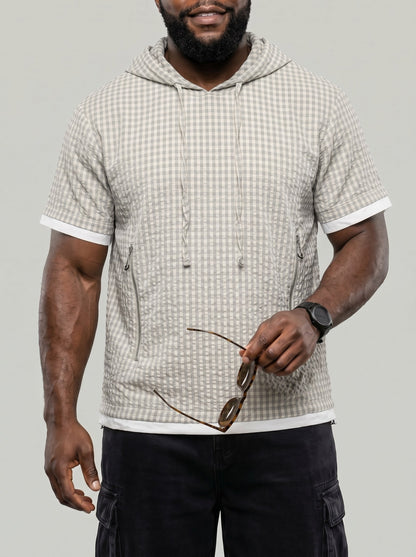 KZZ Men's Summer Casual Short-Sleeve Hoodie