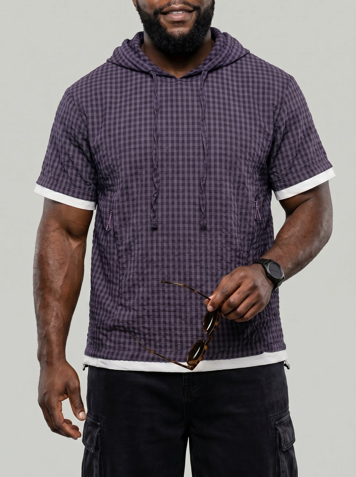 KZZ Men's Summer Casual Short-Sleeve Hoodie