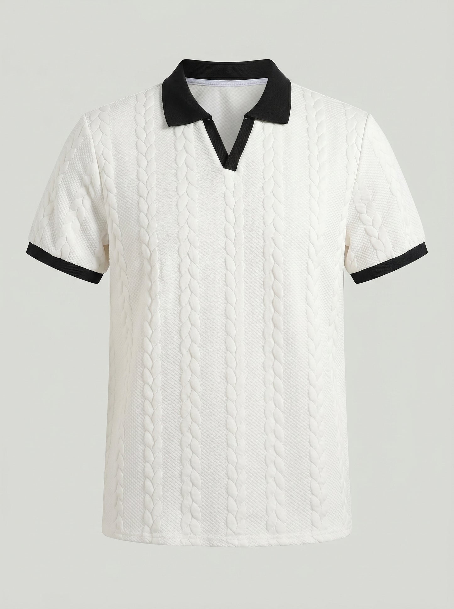 KZZ Men's Jacquard Textured Polo Shirt