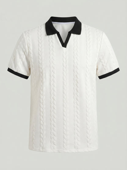 KZZ Men's Jacquard Textured Polo Shirt