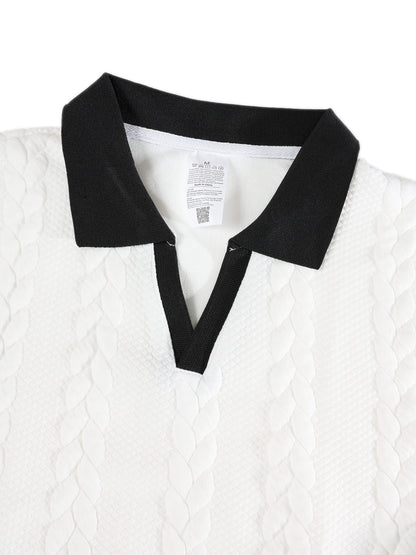 KZZ Men's Jacquard Textured Polo Shirt