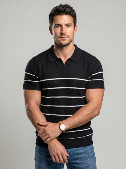 KZZ Men's Striped Short-Sleeve Top